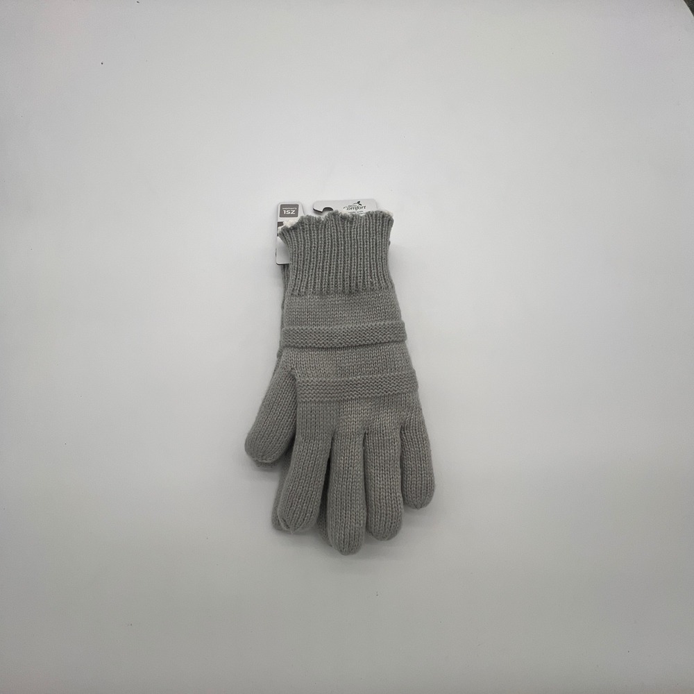 Isotoner Eco Comfort Womens Light Gray Knit Sherpa Lined Gloves 211T6LGY 1SZ NEW